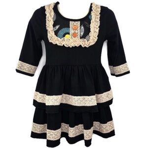 Tutu And LuLu Black Long Sleeve Ruffled Dress Size 7-8